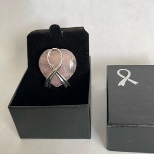 Silver and Rose quartz heart pin